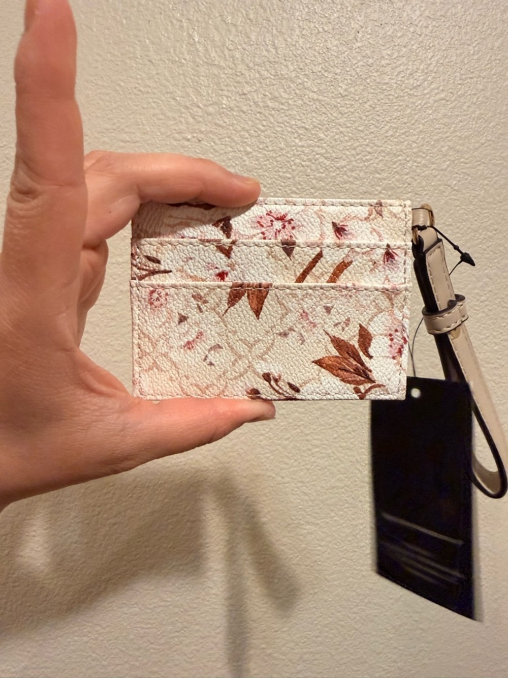 Nine West Cream Floral Card Case with Wristlet - Picture 3 of 4